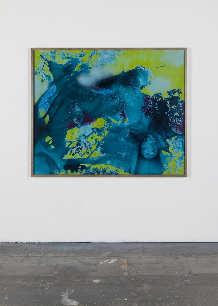 Bettina Scholz: I’m afraid I can’t do that, ink, spray paint and pastel on mdf and acrylic glass, 2022
