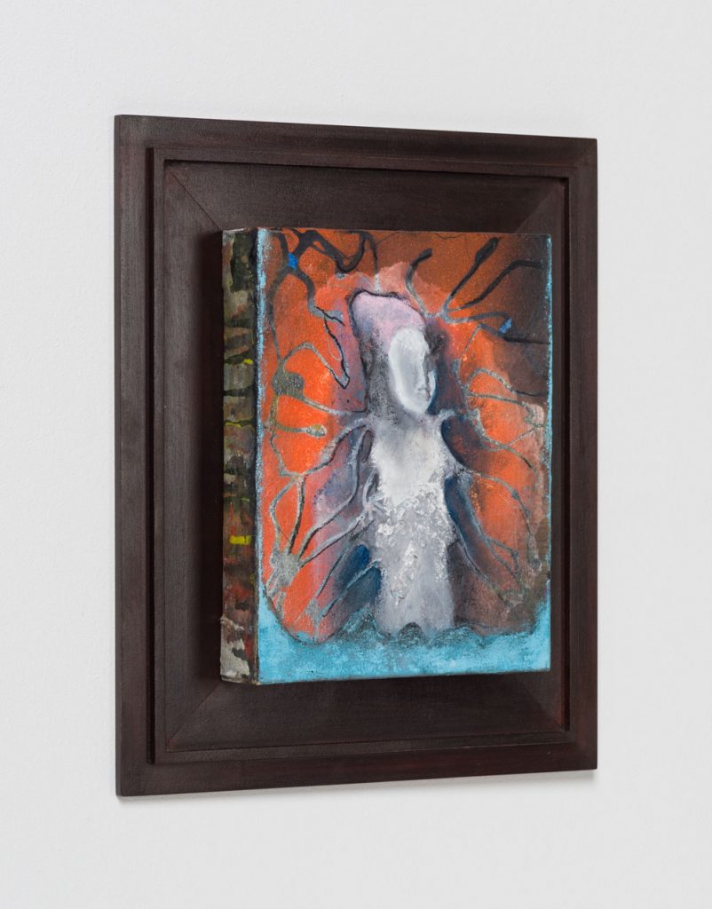 Bettina Scholz: Wesen, Öl auf Leinwand, gerahmt, 20x15x3,5cm, 2020
